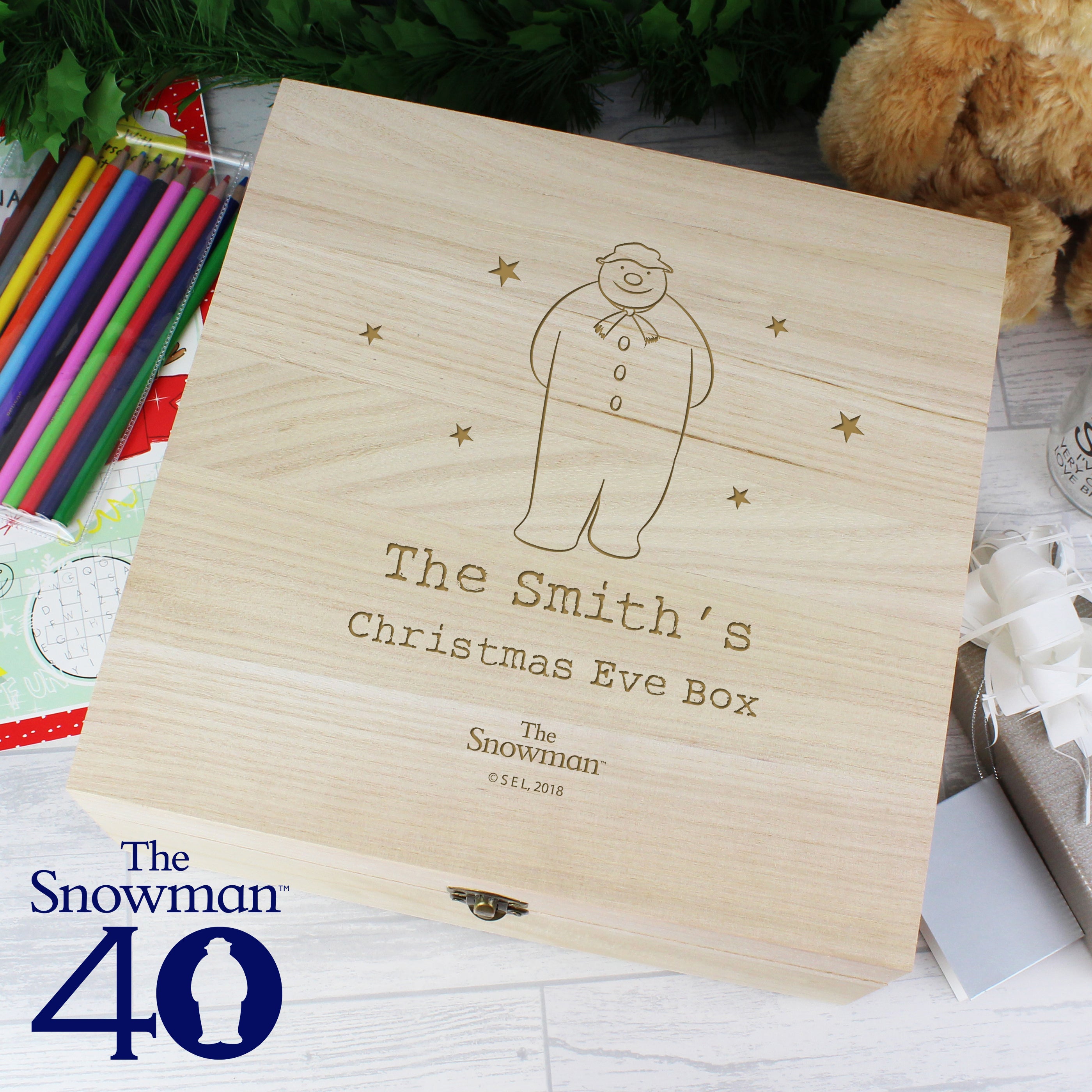 Snowman - Engraved Personalised Christmas Eve Box - Personalised Memento Company - Junior Bambinos
