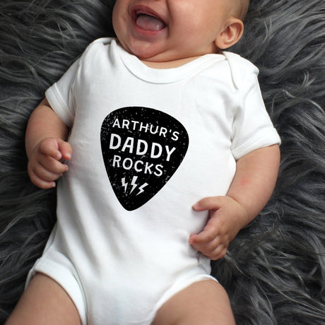 Daddy Rocks - Baby Vest - Personalised Memento Company - Junior Bambinos