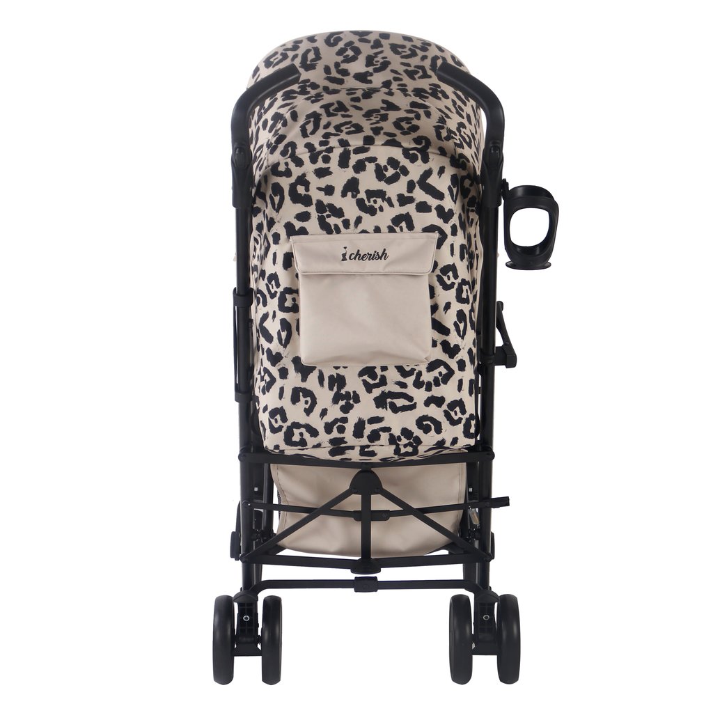 My Babiie Lightweight Stroller rear view with pocket and cup holder