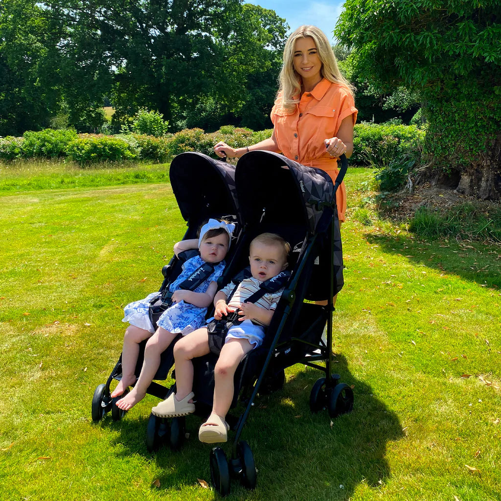 Black Geometric Double Stroller Dani Dyer My Babiie Junior