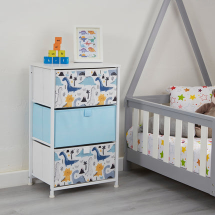 3 Drawer Dinosaur Storage Chest - Liberty House Toys - With Canvas Storage Drawers