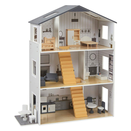 Grey Dolls House with Furniture & Accessories - Liberty House Toys - Junior Bambinos