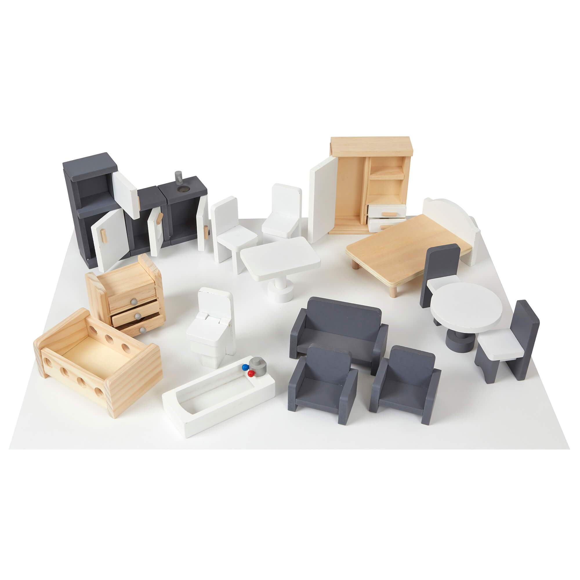 Grey Dolls House with Furniture & Accessories - Liberty House Toys - Junior Bambinos