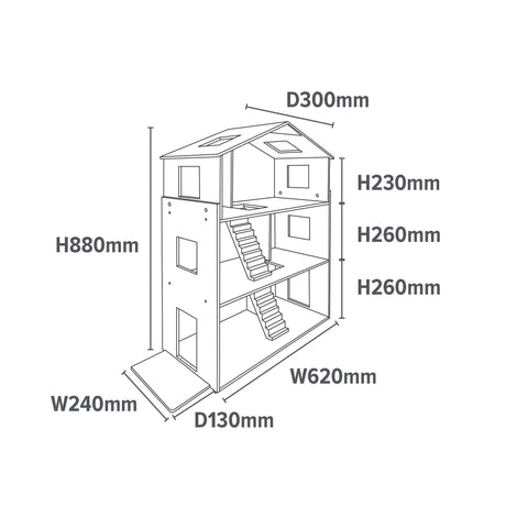 Grey Dolls House with Furniture & Accessories - Liberty House Toys - Junior Bambinos