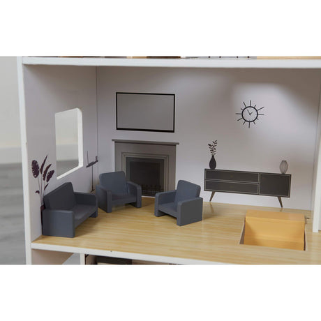 Grey Dolls House with Furniture & Accessories - Liberty House Toys - Junior Bambinos