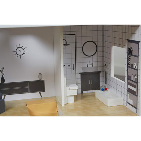 Grey Dolls House with Furniture & Accessories - Liberty House Toys - Junior Bambinos