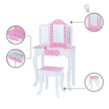 Gisele Vanity Set with Lights - Polka Dot - White & Pink