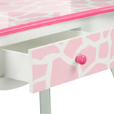 Gisele Vanity Set - Polka Dot - White & Pink Giraffe Print