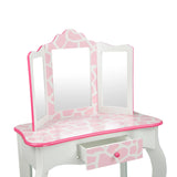 Gisele Vanity Set - Polka Dot - White & Pink Giraffe Print