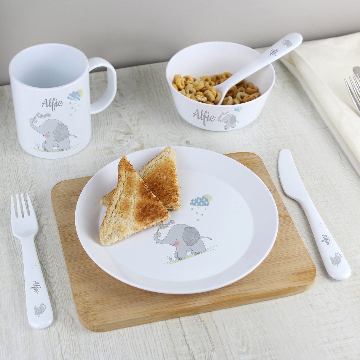 Personalised 3 Piece Elephant Cutlery Set - Personalised Memento Company - Junior Bambinos