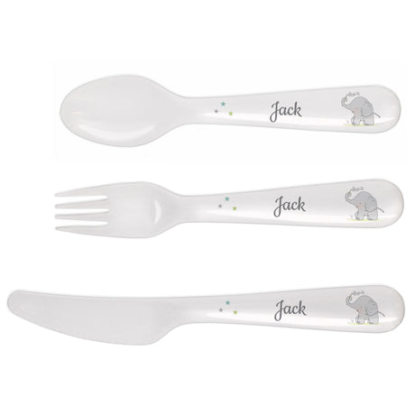 Personalised 3 Piece Elephant Cutlery Set - Personalised Memento Company - Junior Bambinos