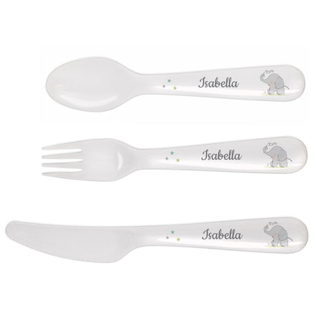 Personalised 3 Piece Elephant Cutlery Set - Personalised Memento Company - Junior Bambinos