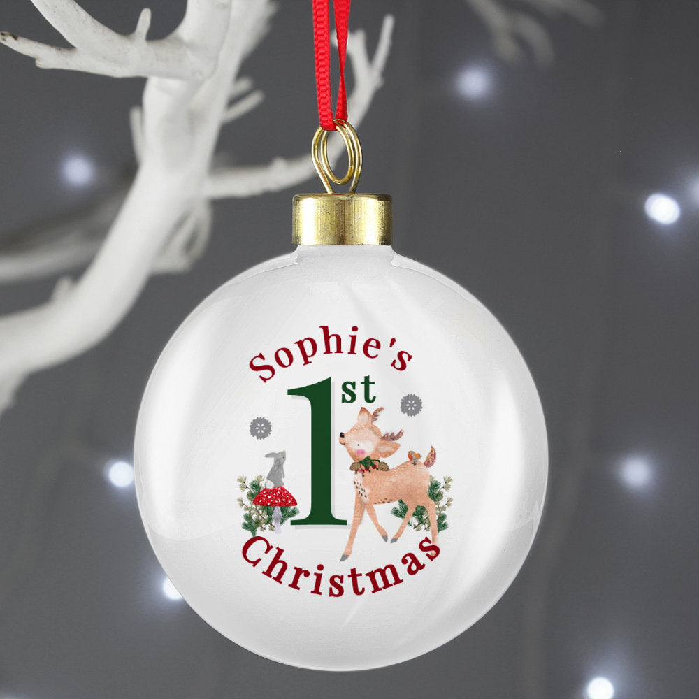 Personalised My 1st Christmas Festive Fawn Bauble - Personalised Memento Company - Junior Bambinos