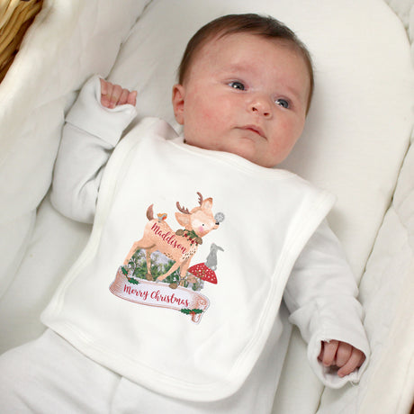 Festive Fawn - Personalised First Christmas Bib - Personalised Memento Company - Junior Bambinos