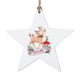 Festive Fawn - Personalised Wooden Star Decoration - Personalised Memento Company - Junior Bambinos