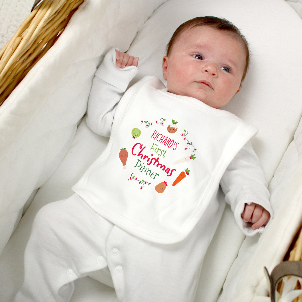 Personalised First Christmas Dinner Bib - Personalised Memento Company - Junior Bambinos