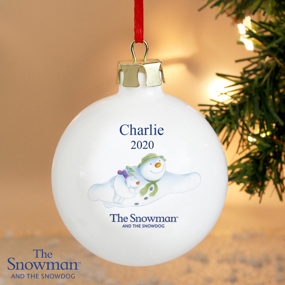 The Snowman & The Snowdog - Flying Snowman Christmas Bauble - Personalised Memento Company - Junior Bambinos