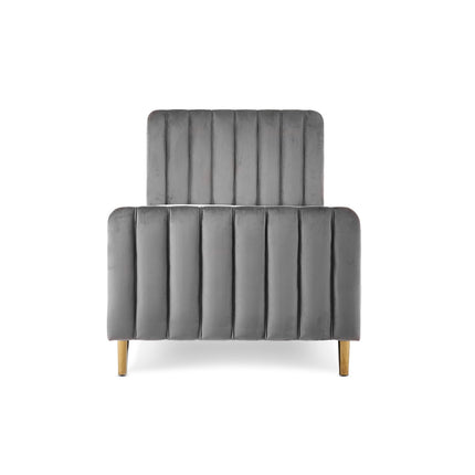 Gatsby Velvet Single Bed - Grey