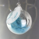 Personalised - Feather Glass Bauble - Blue - Personalised Memento Company - Junior Bambinos
