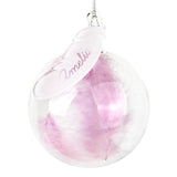 Personalised - Feather Glass Bauble - Pink - Personalised Memento Company - Junior Bambinos