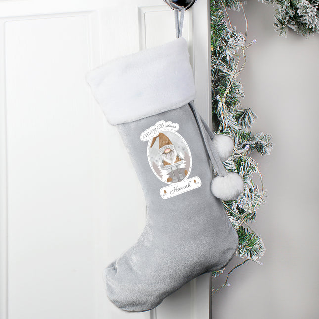 Personalised Gonk Christmas Stocking in grey