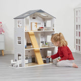 Grey Dolls House with Furniture & Accessories