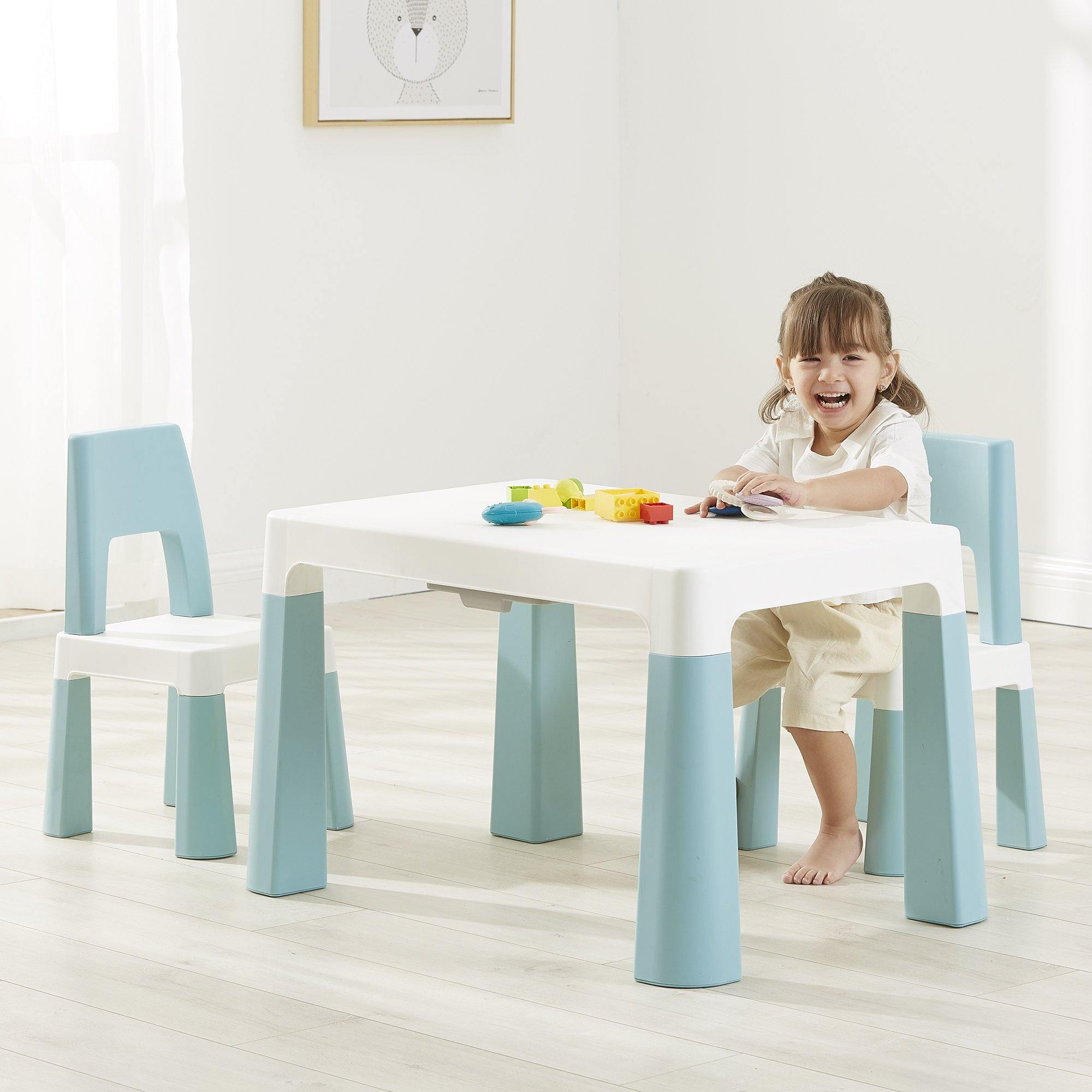 Height Adjustable Table and Chair Set - White or Grey - Junior Bambinos
