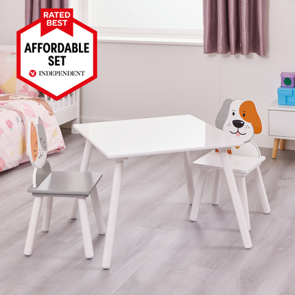 Cat & Dog White Table & Chairs - Liberty House Toys - Junior Bambinos