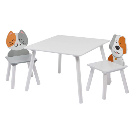 Cat & Dog White Table & Chairs - Liberty House Toys - Junior Bambinos