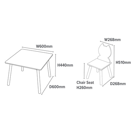 Cat & Dog White Table & Chairs - Liberty House Toys - Junior Bambinos