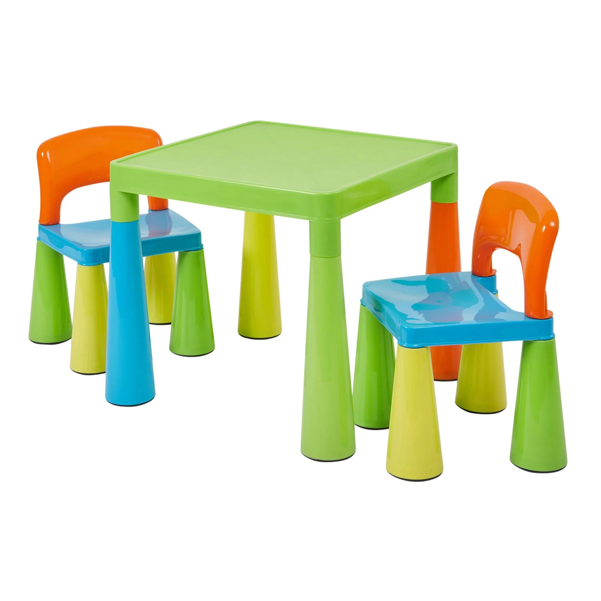 Kids Plastic Table & Chairs - Multi-Coloured