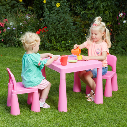 Kids Plastic Table & Chairs - Pink