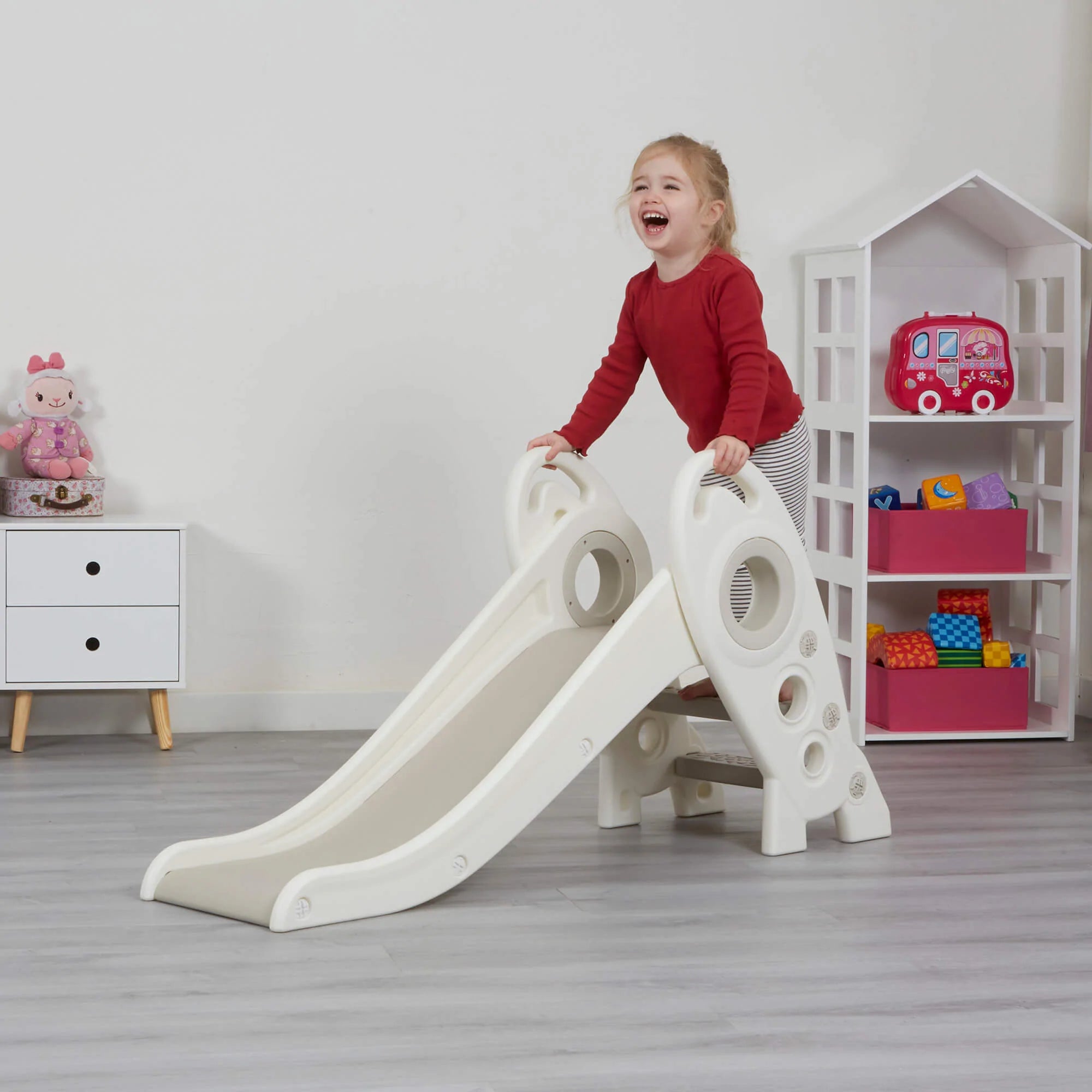 Kids Foldable Rocket Slide - White & Grey