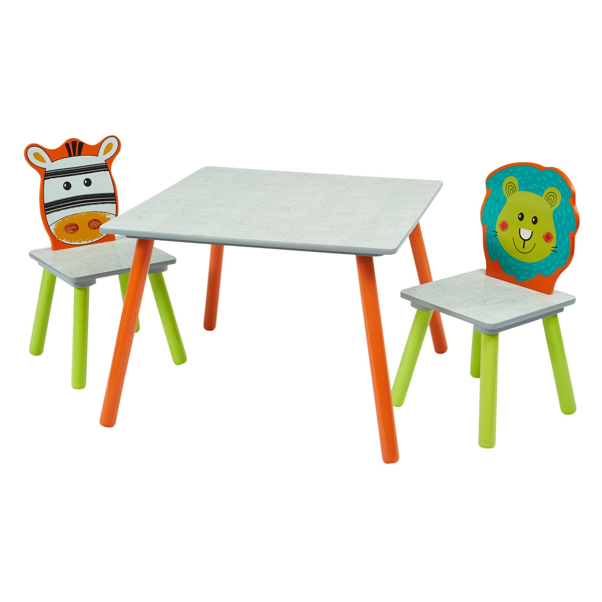 Jungle - Lion & Zebra Grey Table & 2 Chair Set - Liberty House Toys - Junior Bambinos