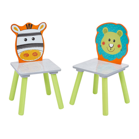 Jungle - Lion & Zebra Grey Table & 2 Chair Set - Liberty House Toys - Junior Bambinos