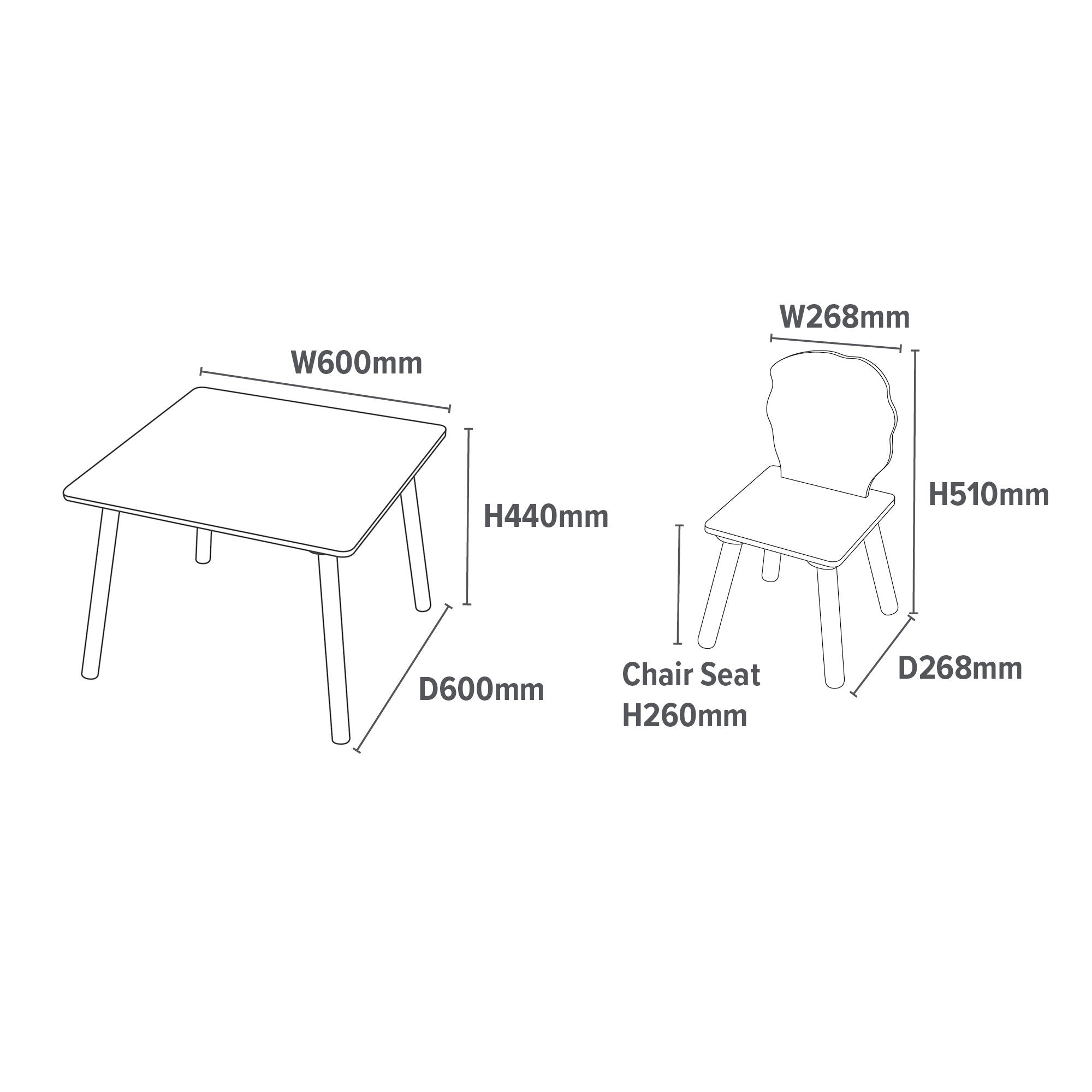 Jungle - Lion & Zebra Grey Table & 2 Chair Set - Liberty House Toys - Junior Bambinos