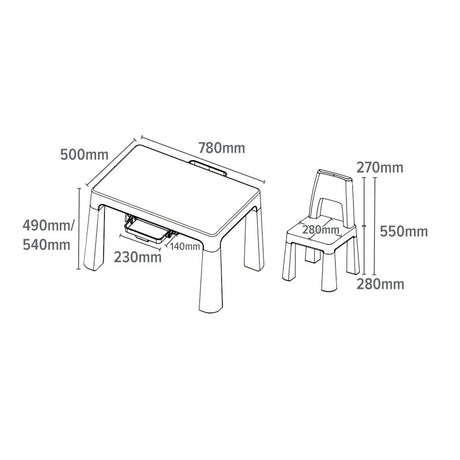 Height Adjustable Table and Chair Set - White or Grey - Liberty House Toys - Junior Bambinos