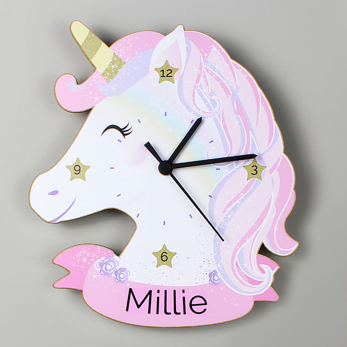 Personalised Unicorn Wooden Wall Clock - Personalised Memento Company - Junior Bambinos