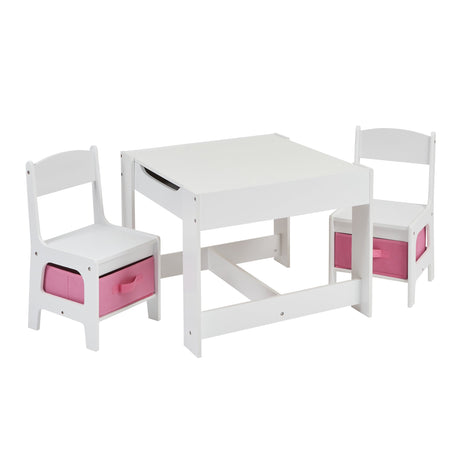 White Table and 2 Storage Chairs - Liberty House Toys - Junior Bambinos