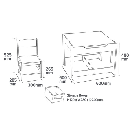 White Table and 2 Storage Chairs - Liberty House Toys - Junior Bambinos