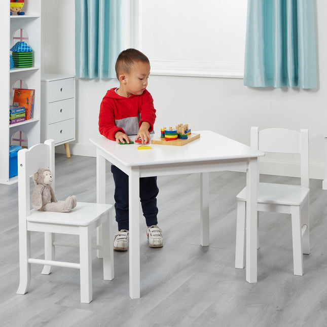 White Solid Wooden Table & Chairs - Liberty House Toys - Junior Bambinos