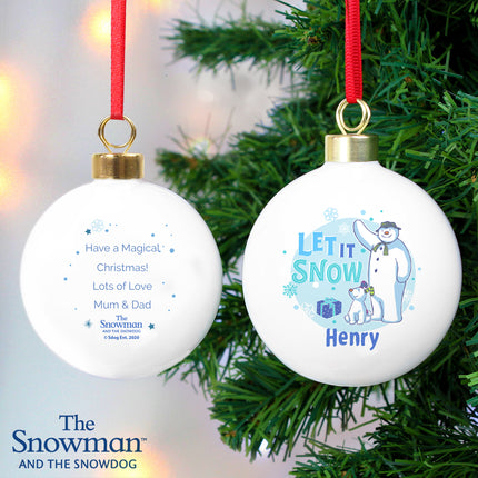 The Snowman and the Snowdog Blue Bauble - Personalised Memento Company - Junior Bambinos