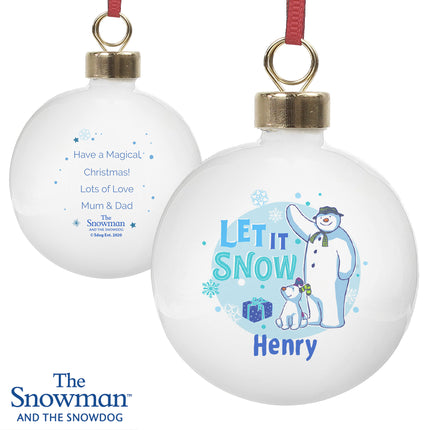 The Snowman and the Snowdog Blue Bauble - Personalised Memento Company - Junior Bambinos