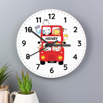 London Animal Bus - Personalised Wall Clock - Junior Bambinos