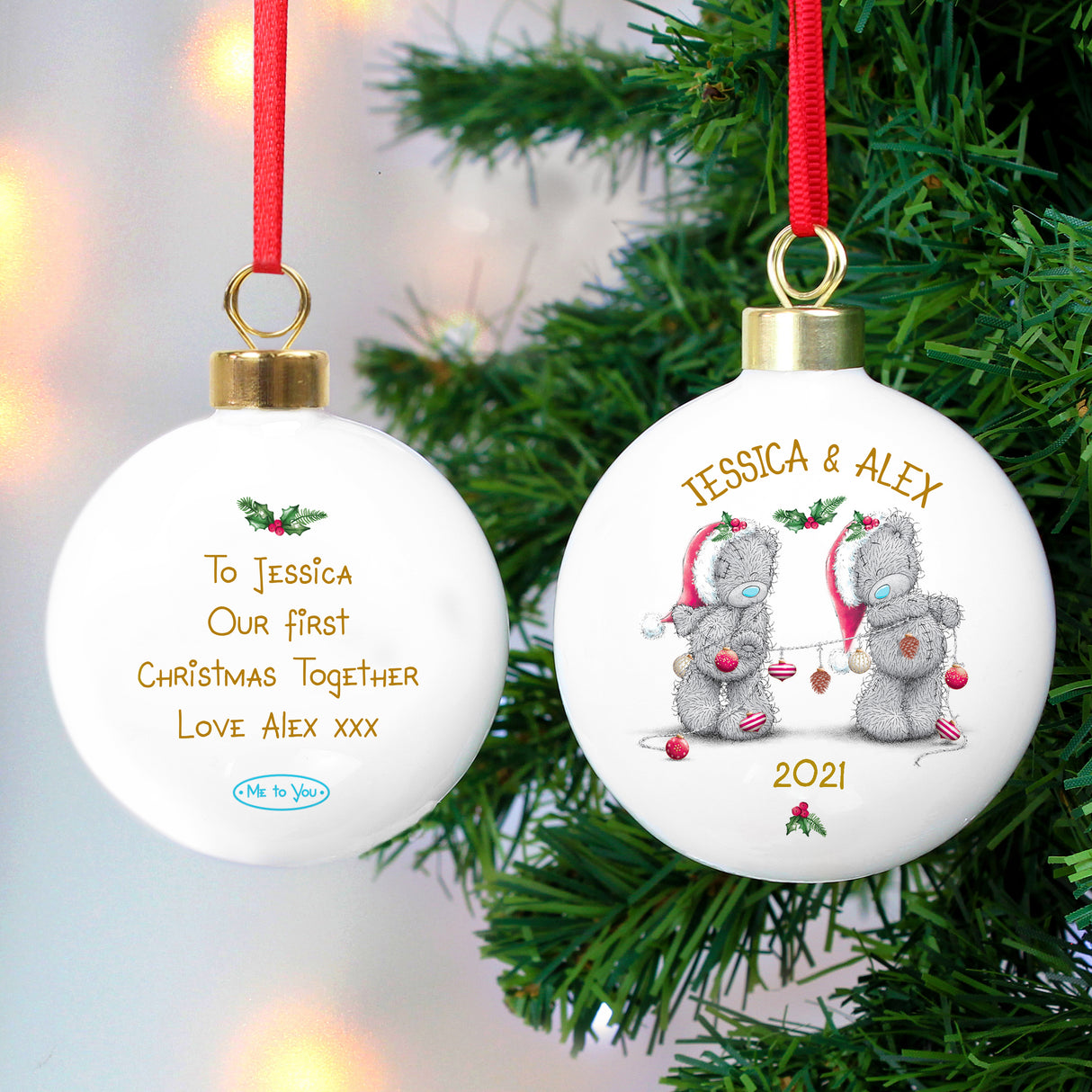 Me to You - Personalised Christmas Twins Bauble - Personalised Memento Company - Junior Bambinos