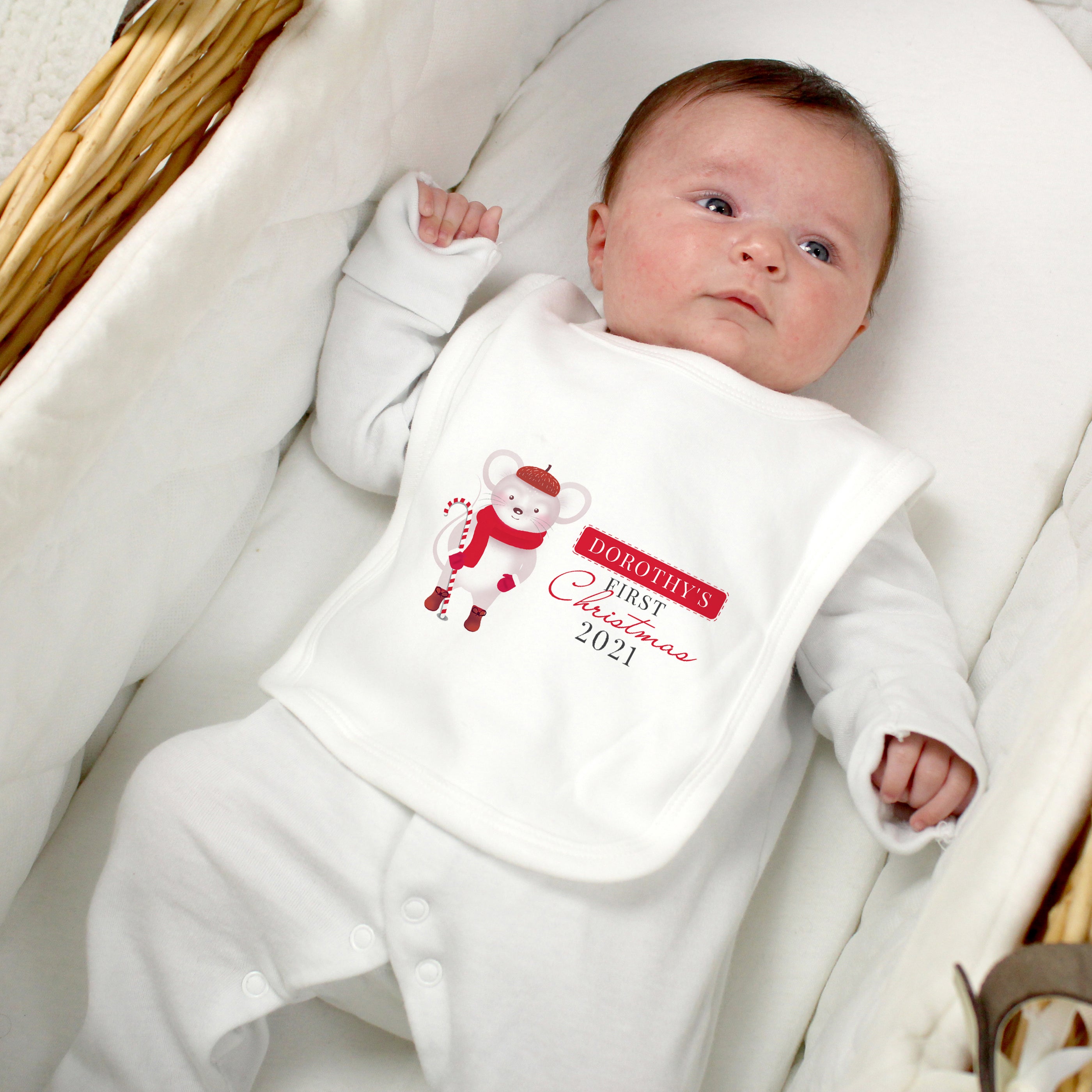 Mouse - Personalised First Christmas Bib - Personalised Memento Company - Junior Bambinos