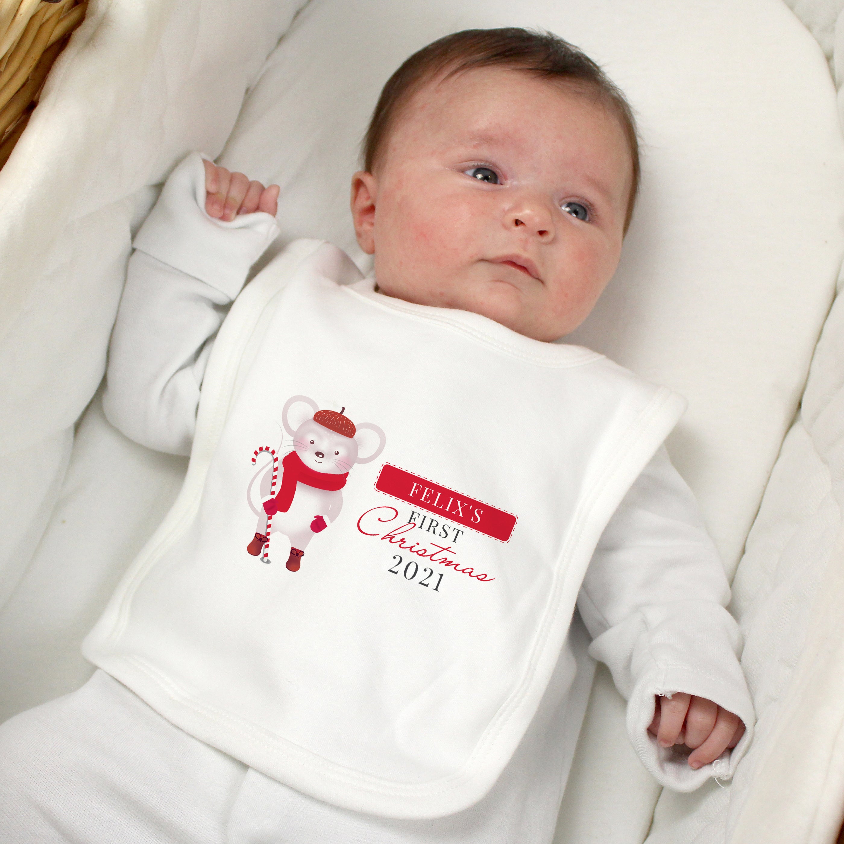 Mouse - Personalised First Christmas Bib - Personalised Memento Company - Junior Bambinos