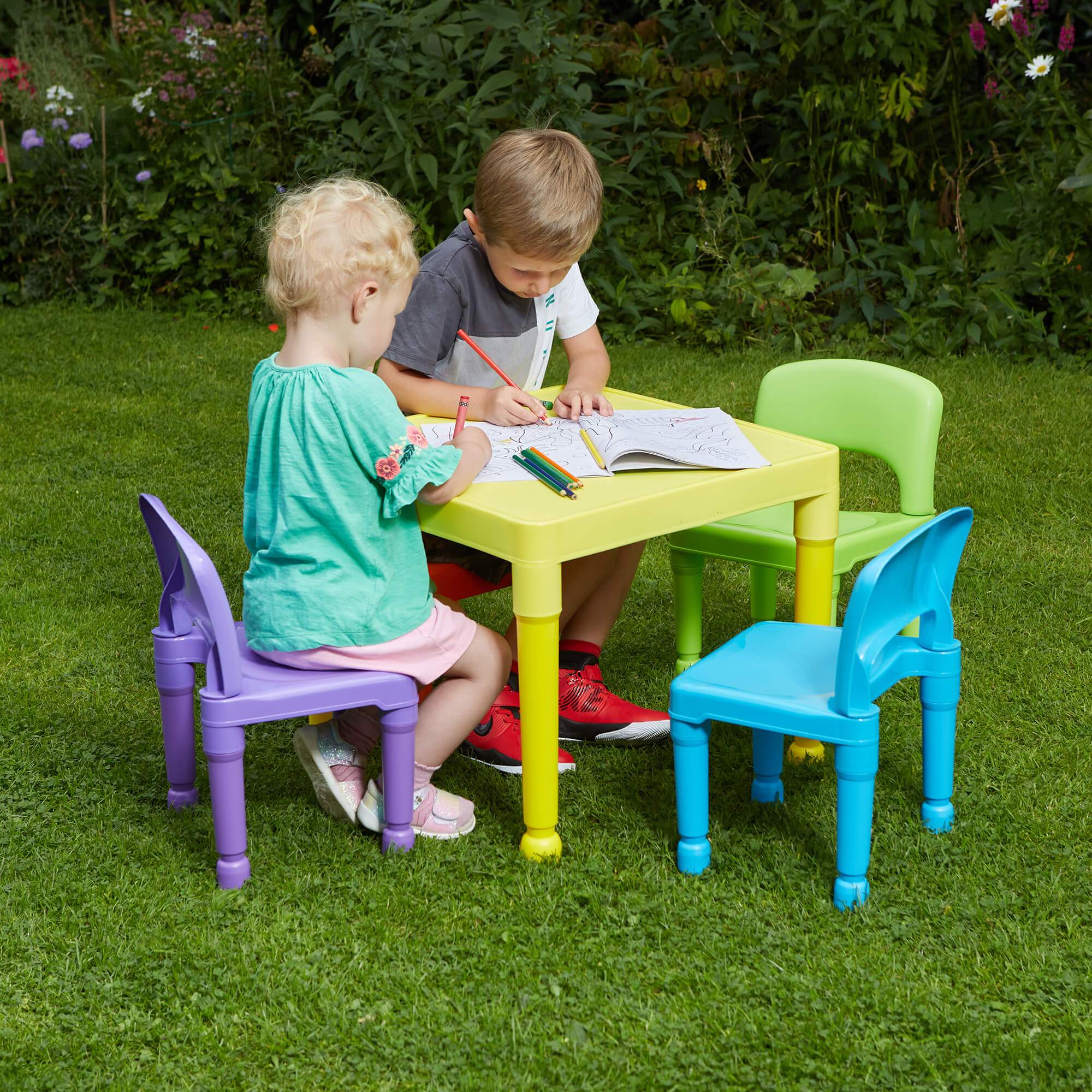 Multi-Coloured Table & 4 Chairs Set - Liberty House Toys - Junior Bambinos