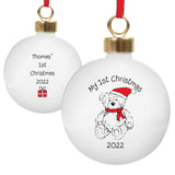 Personalised Teddy Bear My 1st Christmas Bauble