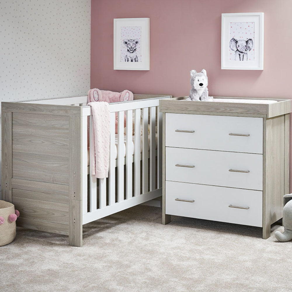 Nika Mini 2 Piece Nursery Room Set - Grey Wash & White